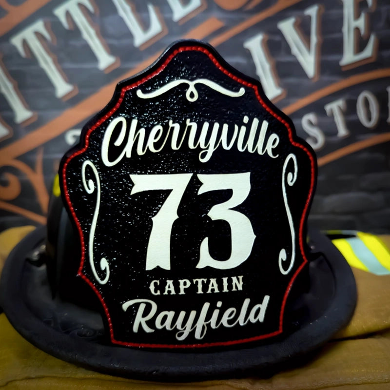Custom Bare Bones firefighter helmet shield strong design