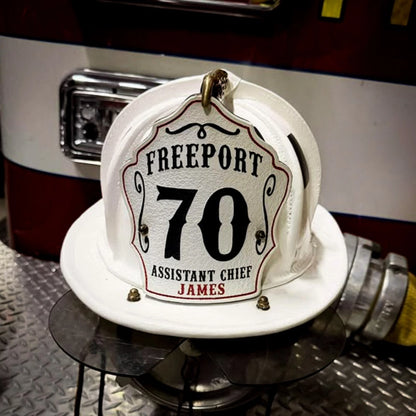 Custom leather Assistant Chief fire helemt shield