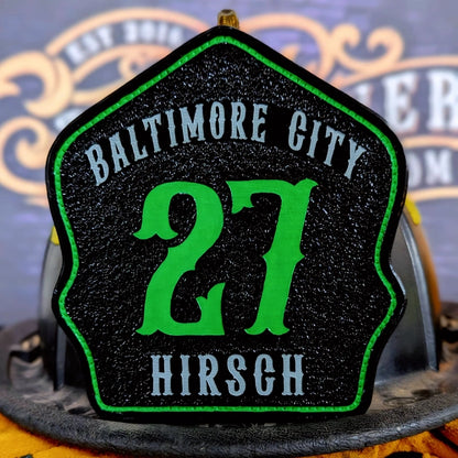 Bare Bones firefighter helmet shield built from real leather