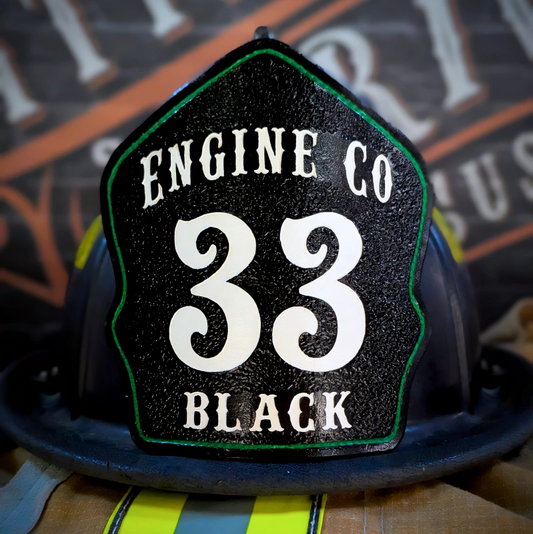 Custom bare bones leather firefighter helmet shield built for rugged fire service durability