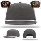 Leather firefighter hat featuring Buford Company 14 emblem