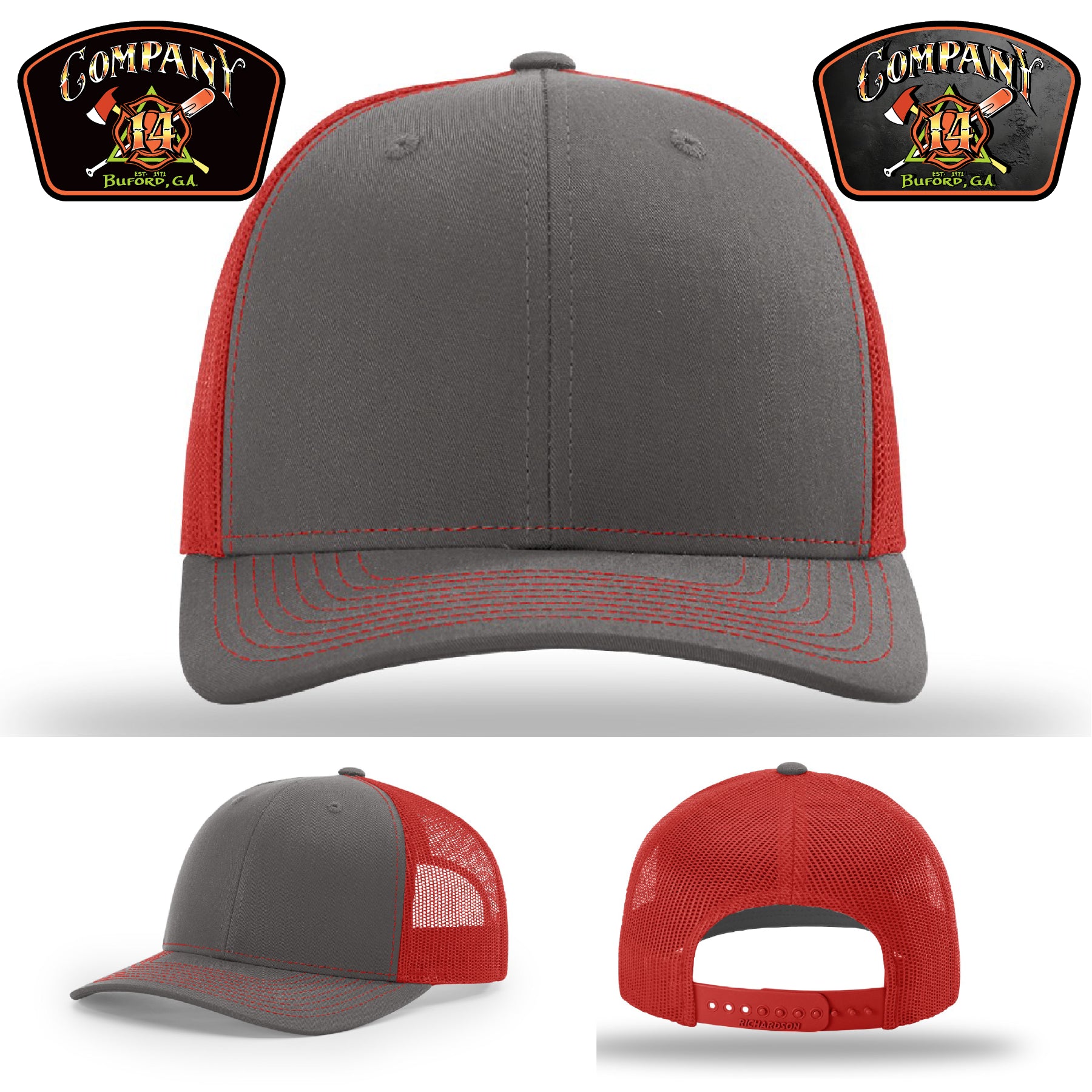 Custom leather patch hat for Buford Company 14 firefighters