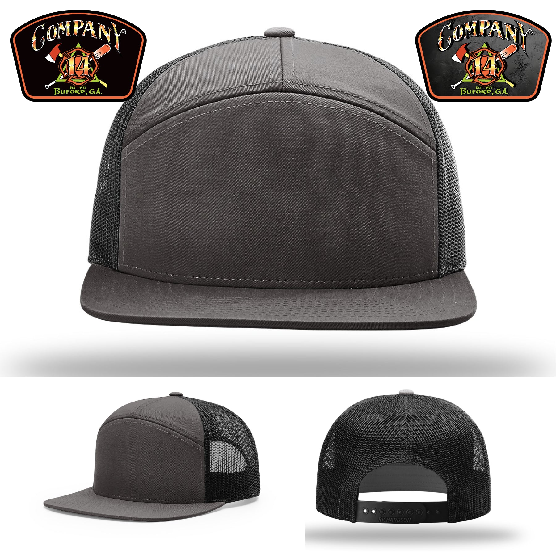 Engraved leather patch hat representing Buford Company 14