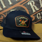 Custom firefighter hat showing Buford Company 14 logo patch