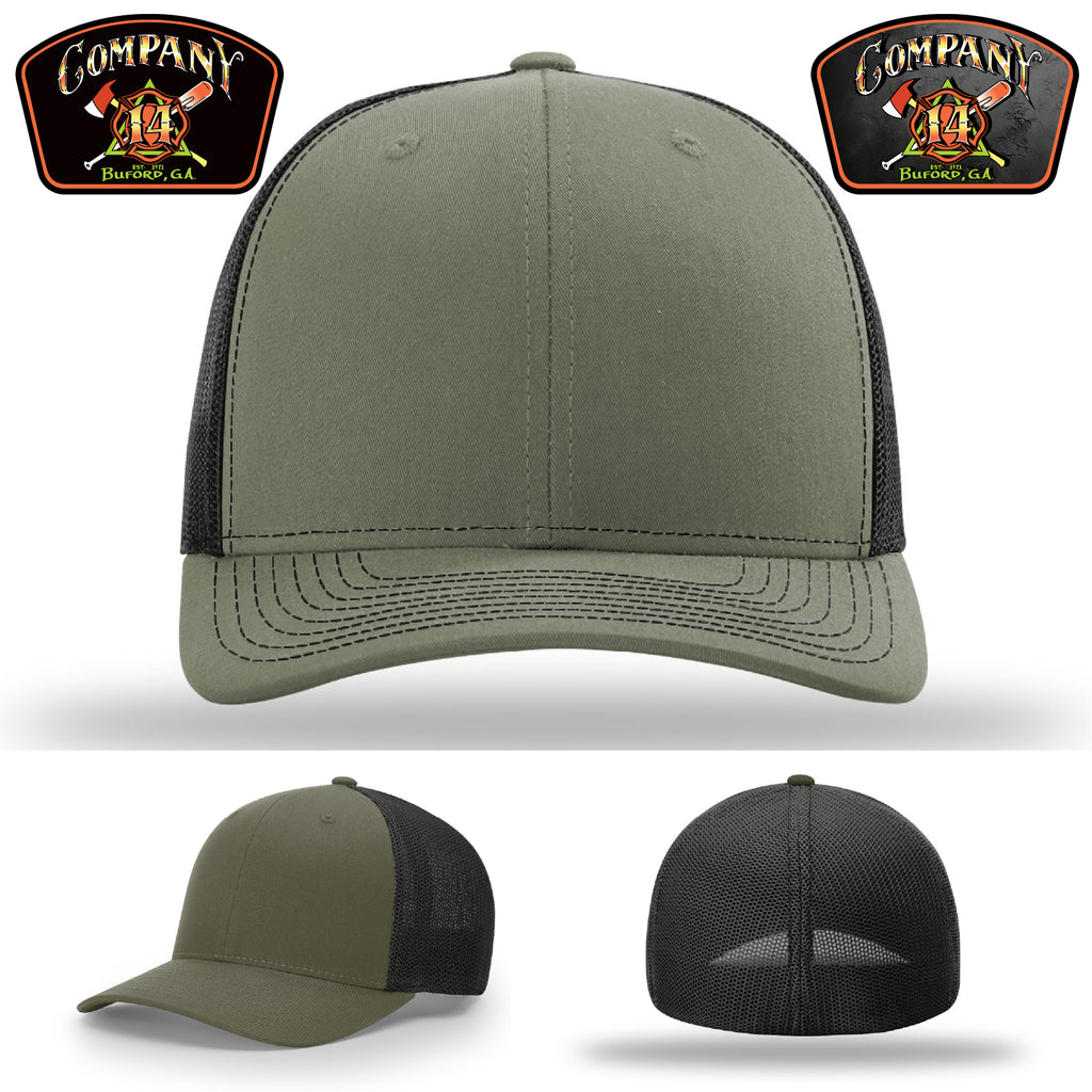 Custom firefighter cap with Buford Company 14 department mark