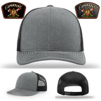 Leather patch hat highlighting Buford Company 14 department emblem