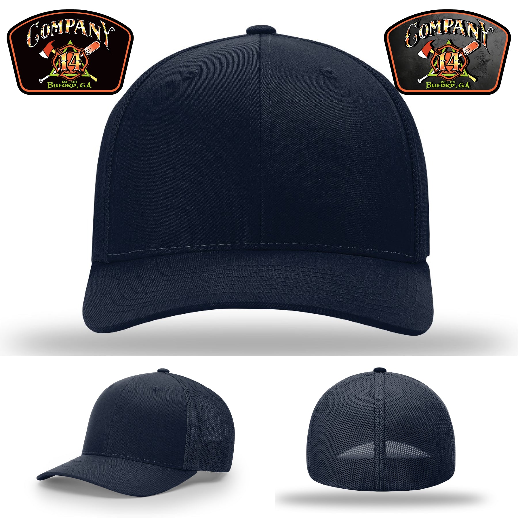 Buford Company 14 firefighter hat with crisp engraved detail