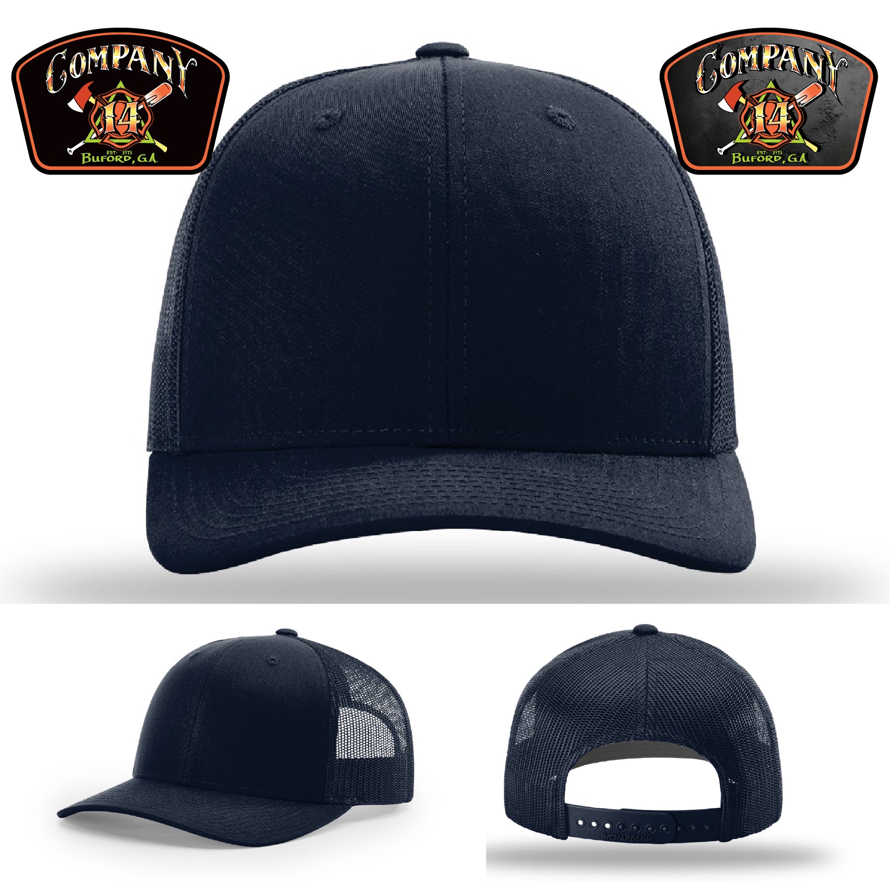 Custom department hat featuring Buford Company 14 leather logo