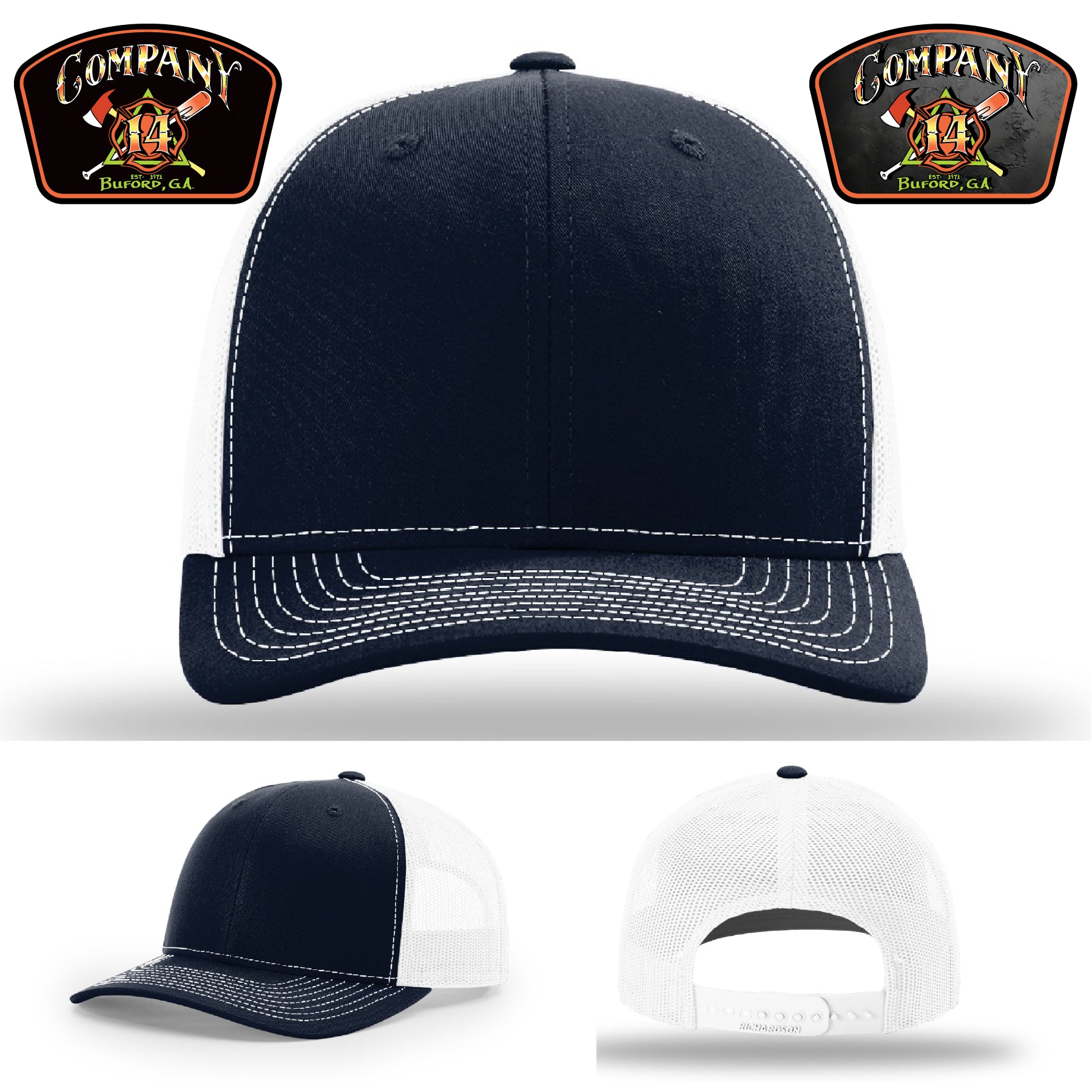 Buford Company 14 leather patch hat showing crew identity