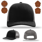 Station apparel hat with bugle leather patch rank design