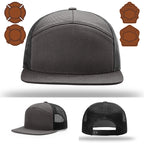 Firefighter apparel hat front view with bugle leather patch