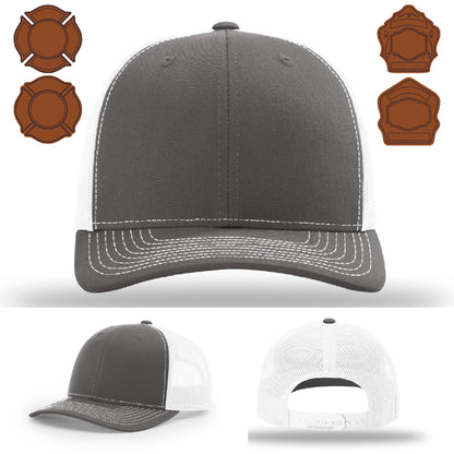 Variant firefighter hat showing bugle rank patch clearly