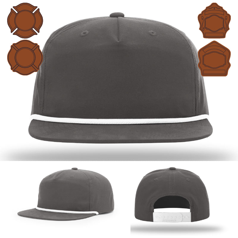 Professional firefighter hat with bugle style leather patch