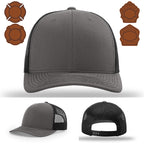 Rugged firefighter gear hat showing bugle patch front view