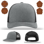 Custom station hat featuring professional bugle leather patch