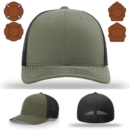 Rugged firefighter apparel hat showing bugle patch clearly