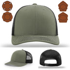 Variant firefighter hat with bugle leather patch front view