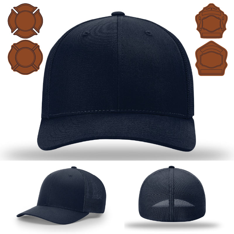 Professional gear hat with custom bugle leather patch emblem