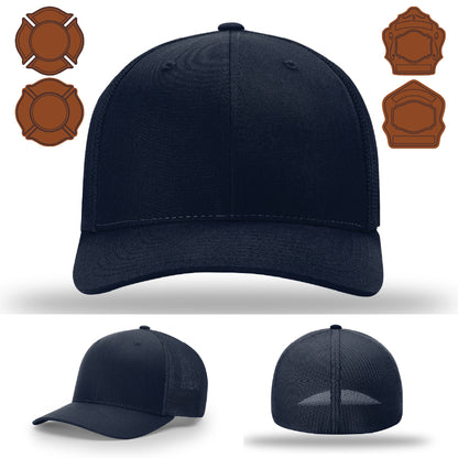Professional gear hat with custom bugle leather patch emblem