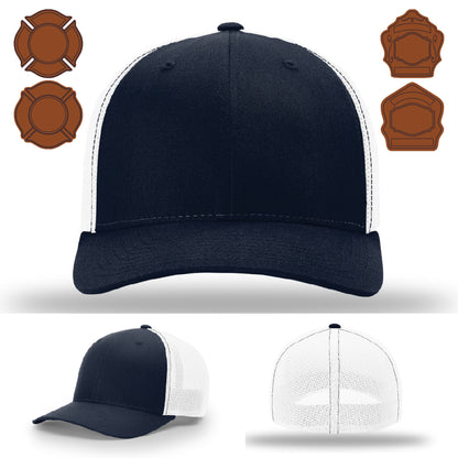 Custom firefighter hat variant showing bugle rank patch