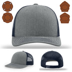 Variant firehouse hat featuring bugle leather patch design