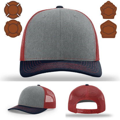 Firefighter station hat front facing with bugle rank patch
