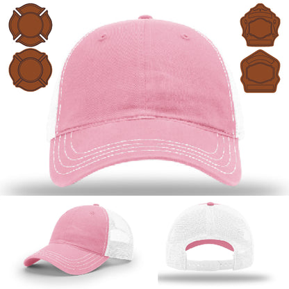 Professional firefighter hat with bugle style patch front