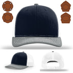 Rugged station hat variant featuring bugle leather patch