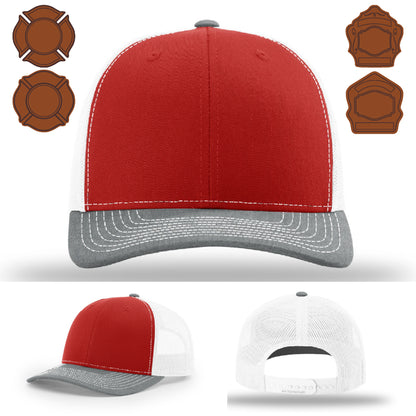 Custom firefighter department hat showing bugle patch