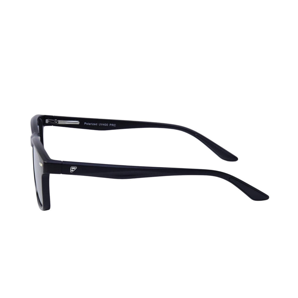 Frontline Optics Loma black sunglasses side profile showing the temples