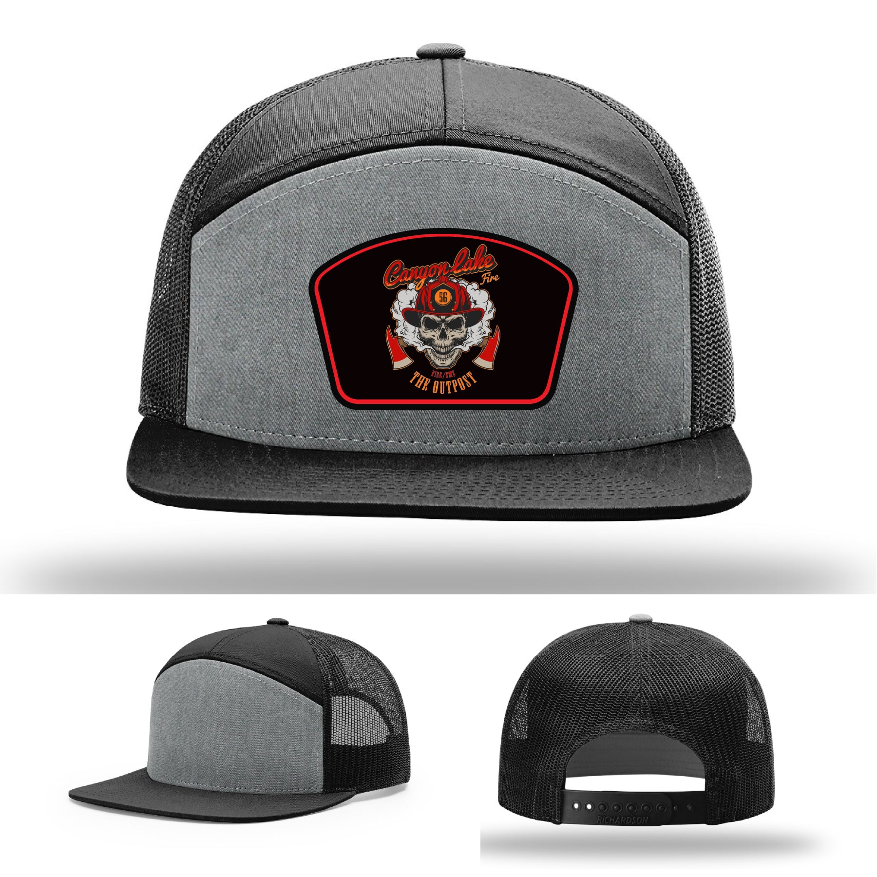 Canyon Lake firefighter hat with authentic engraved patch design