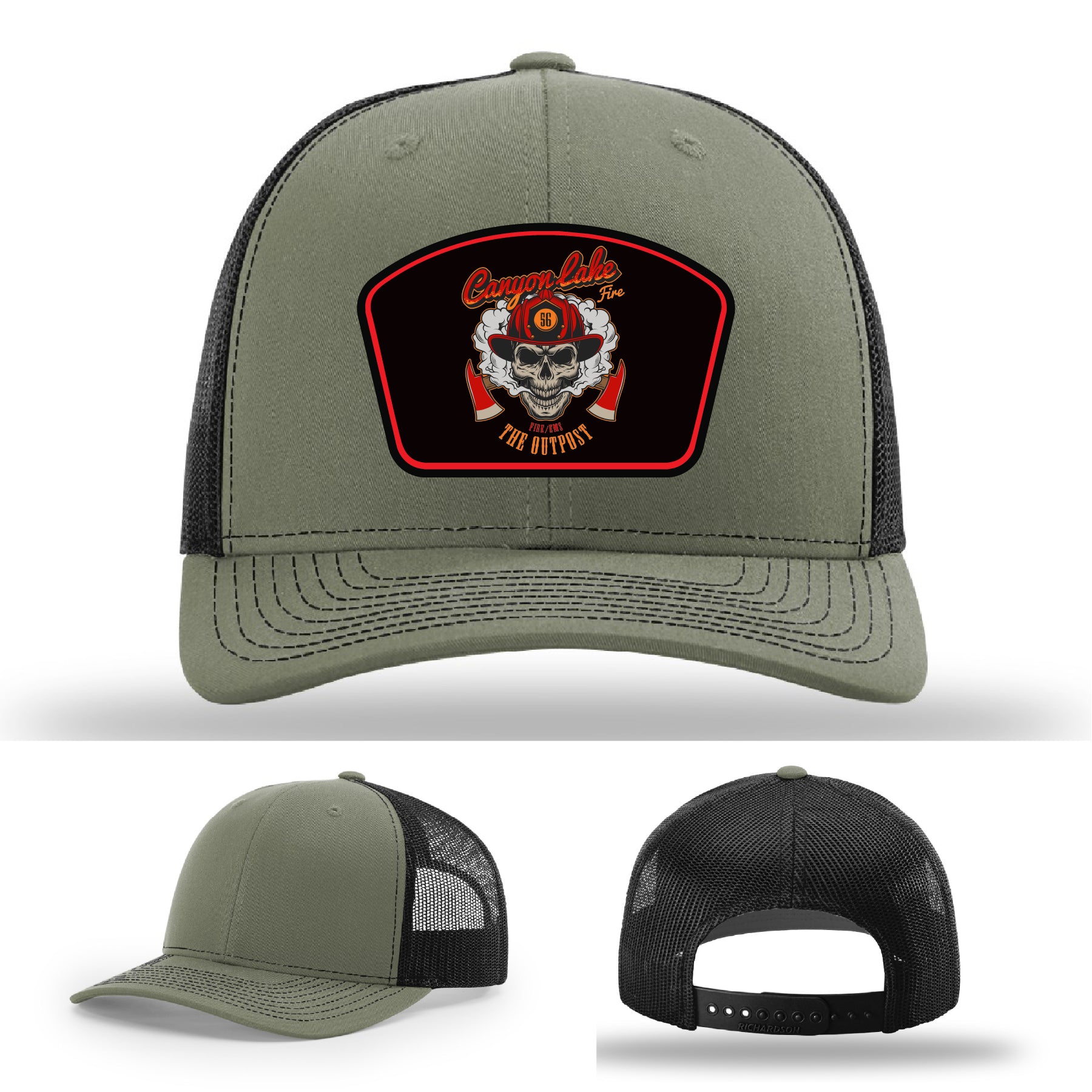 Firefighter station hat with Canyon Lake department artwork