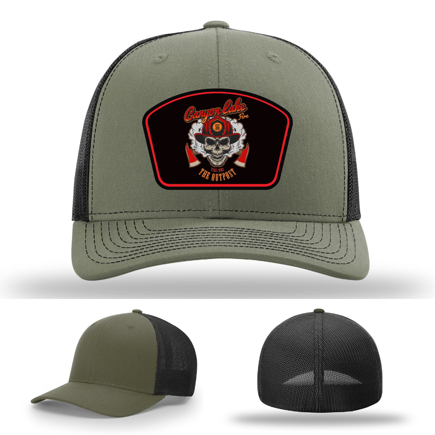 Canyon Lake firefighter leather patch hat for firehouse pride