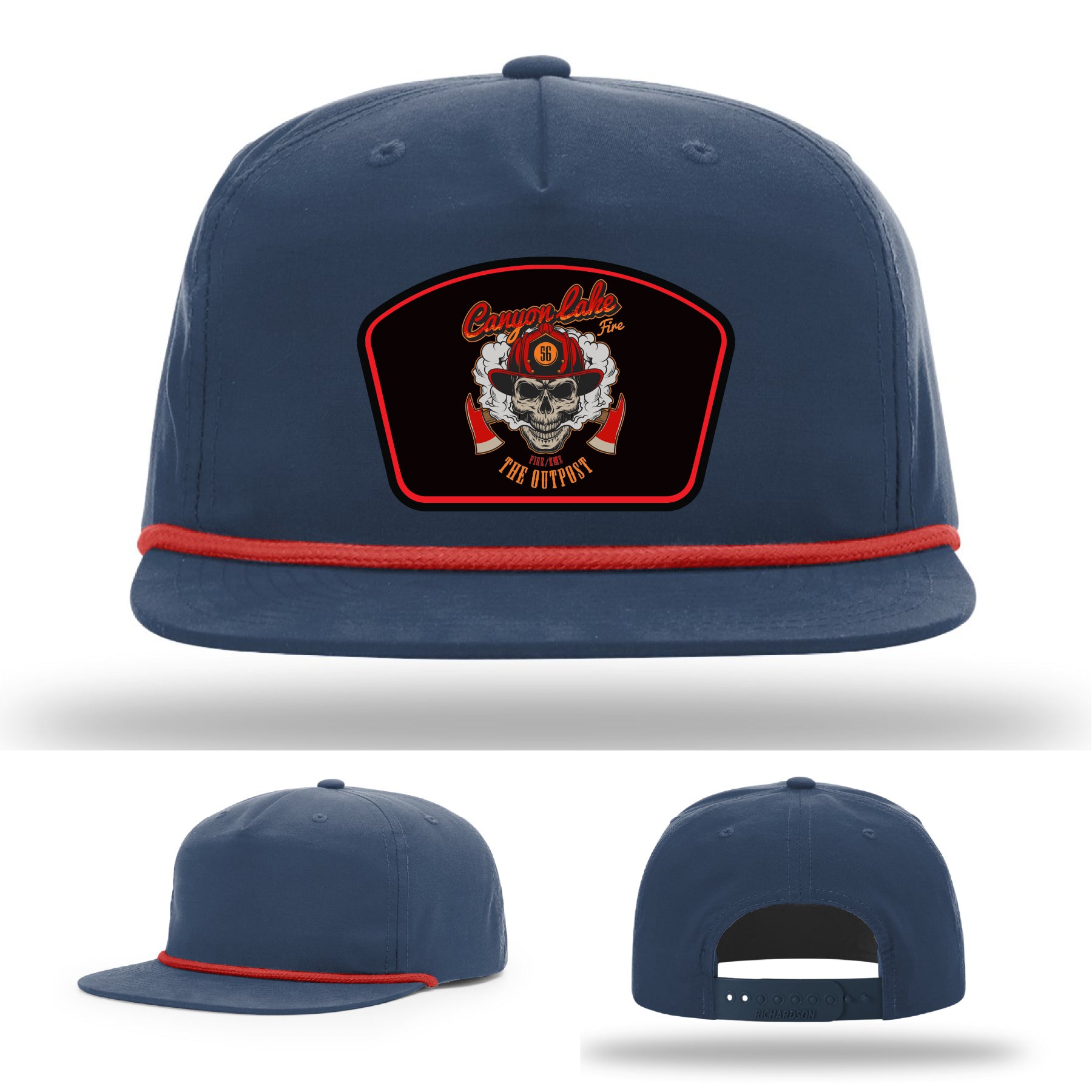 Firehouse tough Canyon Lake firefighter hat with engraved detail