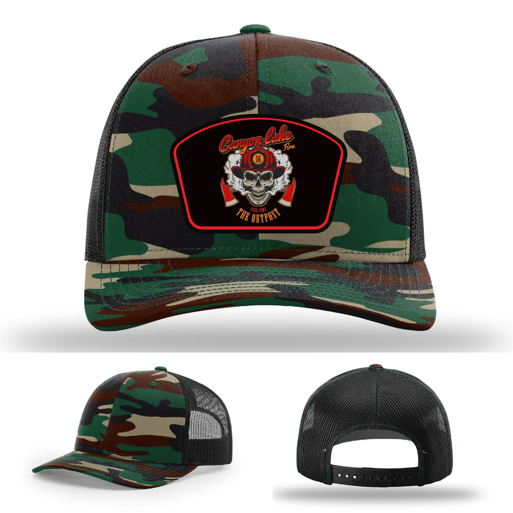 Canyon Lake firefighter leather patch hat built for everyday wear
