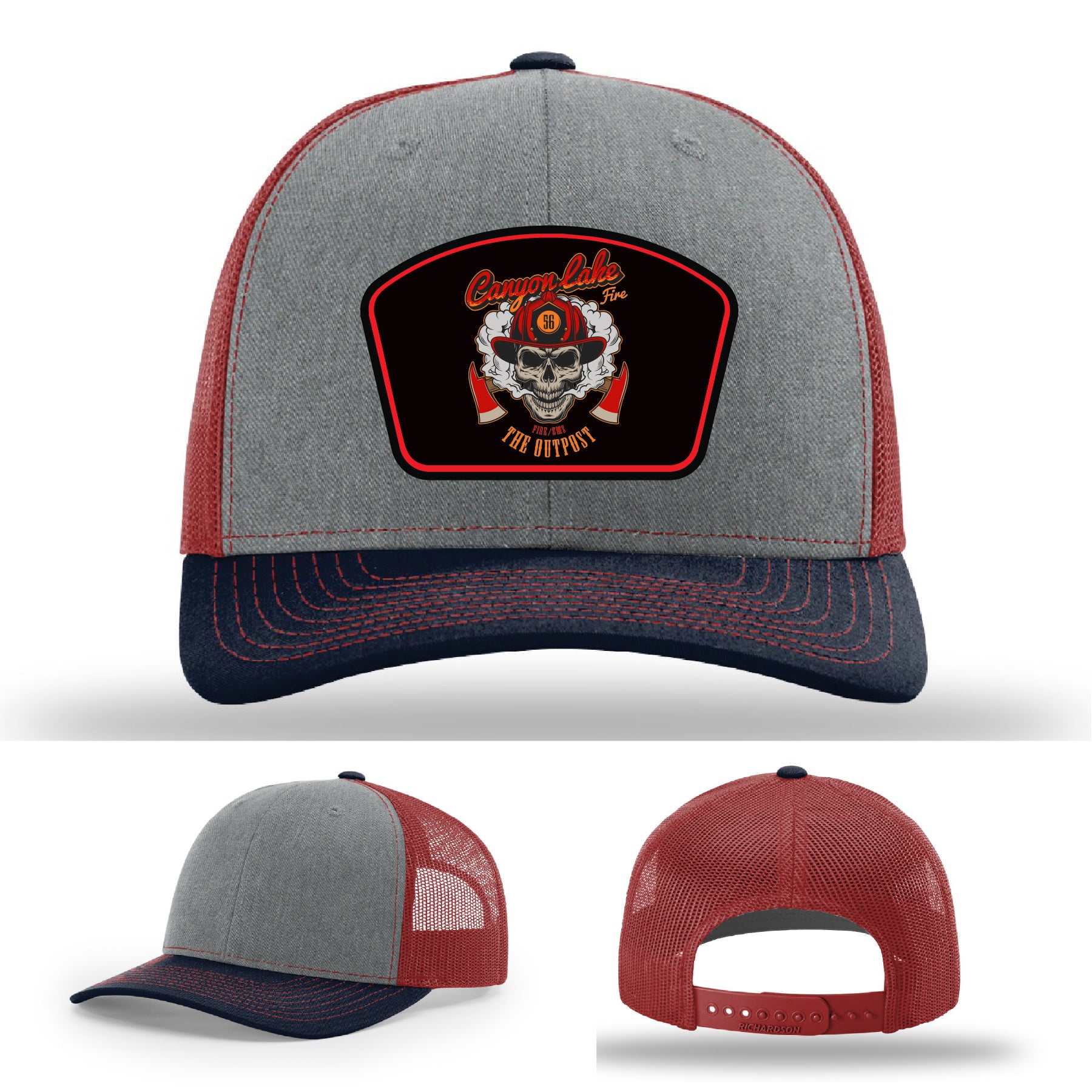 Canyon Lake firefighter hat featuring crisp leather patch artwork