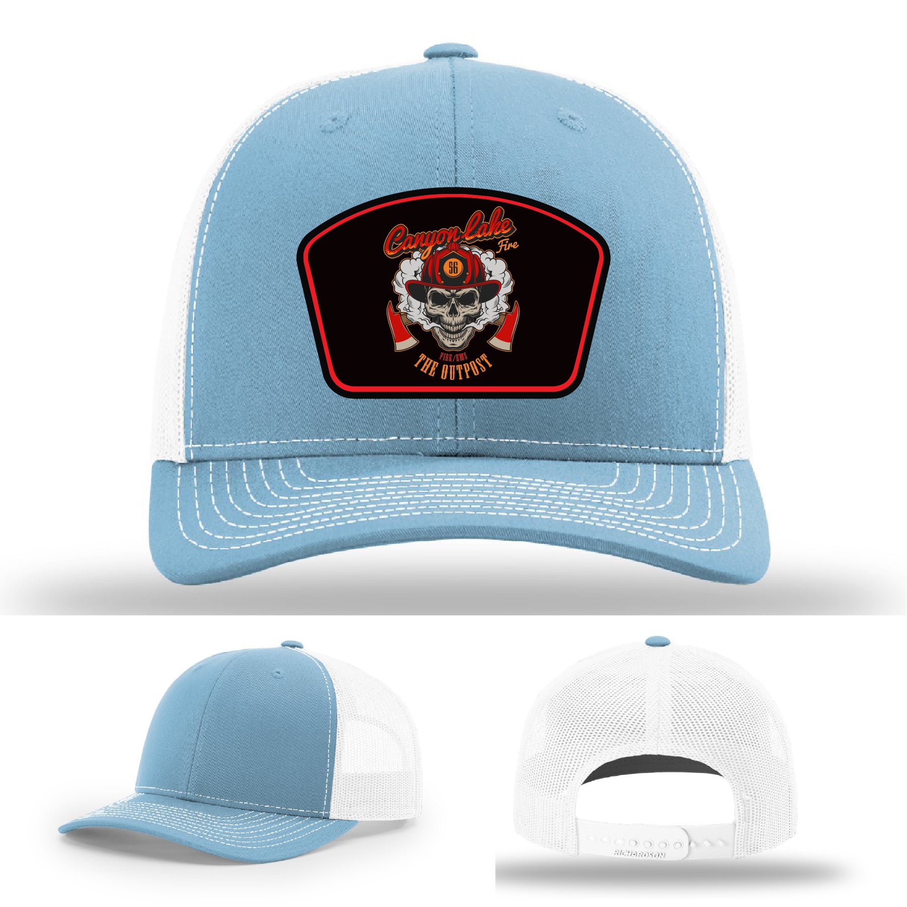 Canyon Lake firefighter hat designed with real leather patch