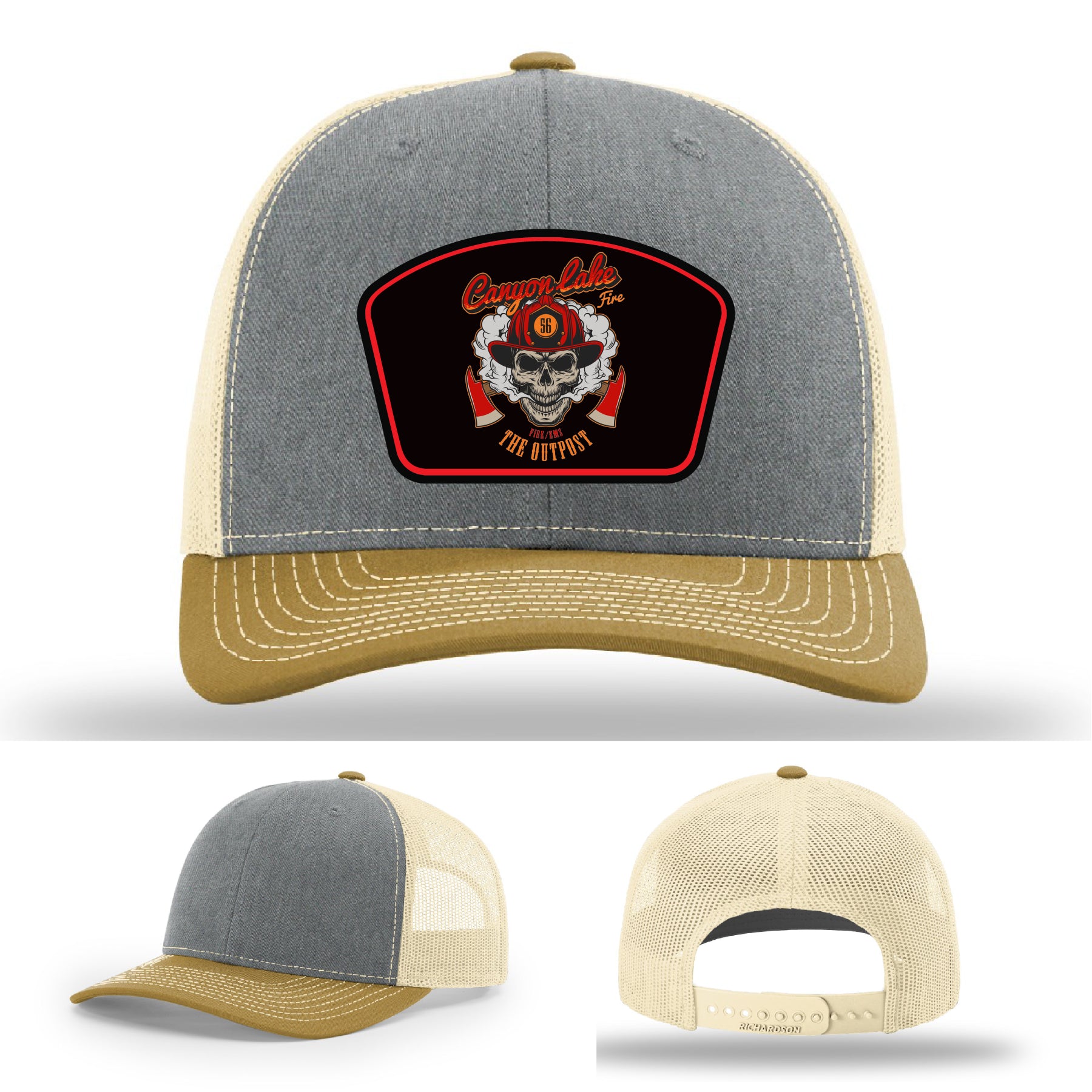 Canyon Lake firefighter leather patch hat showing station pride