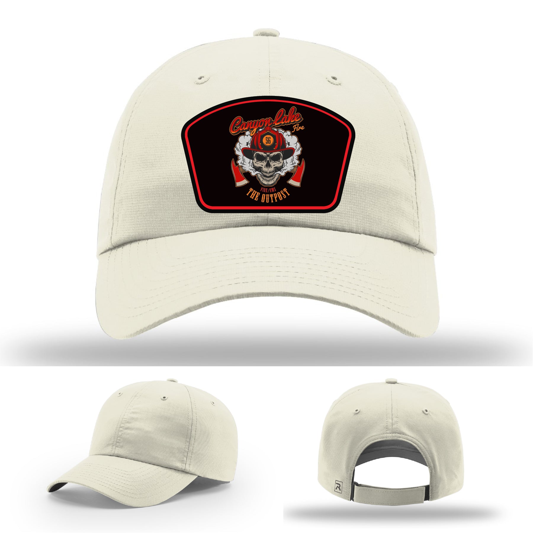 Canyon Lake firefighter leather patch hat showing firehouse identity