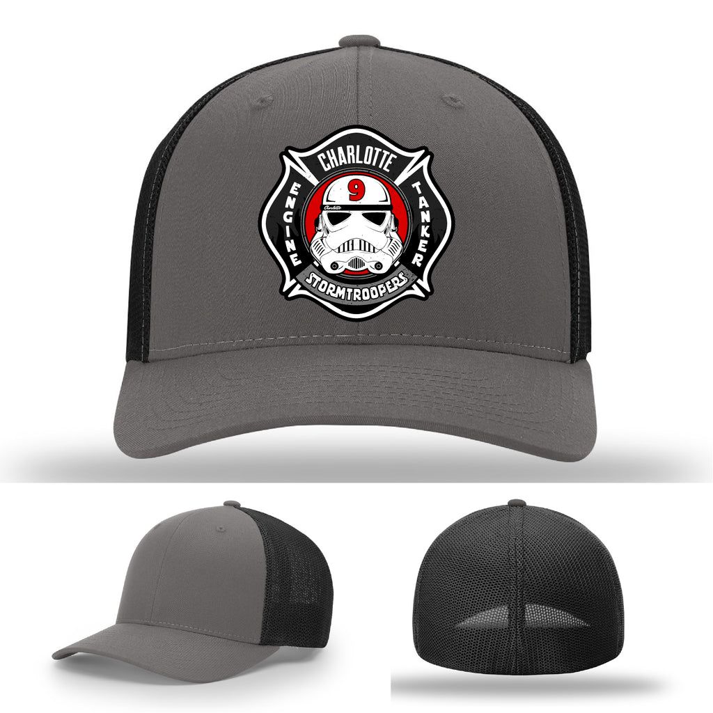 Charlotte Station 9 firefighter pride hat with leather patch