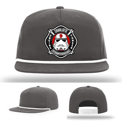 Charlotte firefighter gear hat with Station 9 custom patch