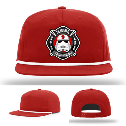 Engine and Tanker 9 Charlotte firefighter hat with leather patch