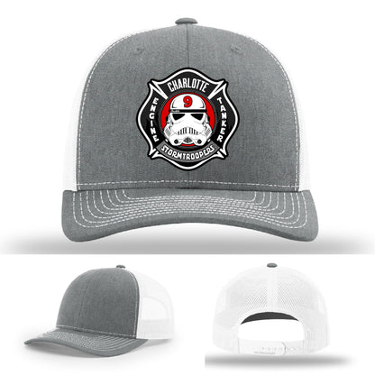 Charlotte Station 9 firefighter hat rugged leather patch