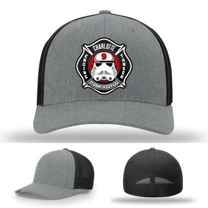 Station 9 Charlotte firefighter hat with custom leather detail