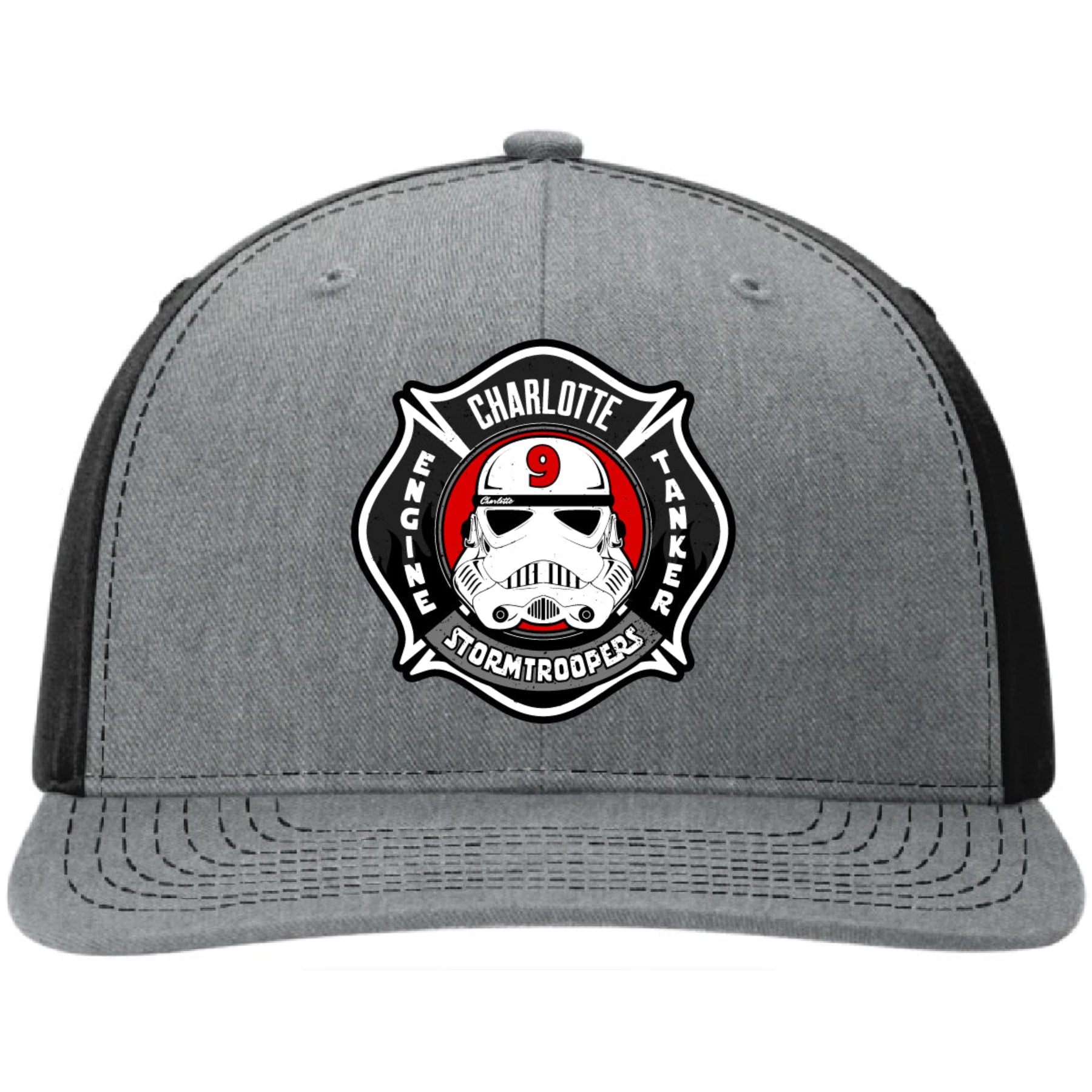 Charlotte Fire Department Station 9 hat full grain leather patch