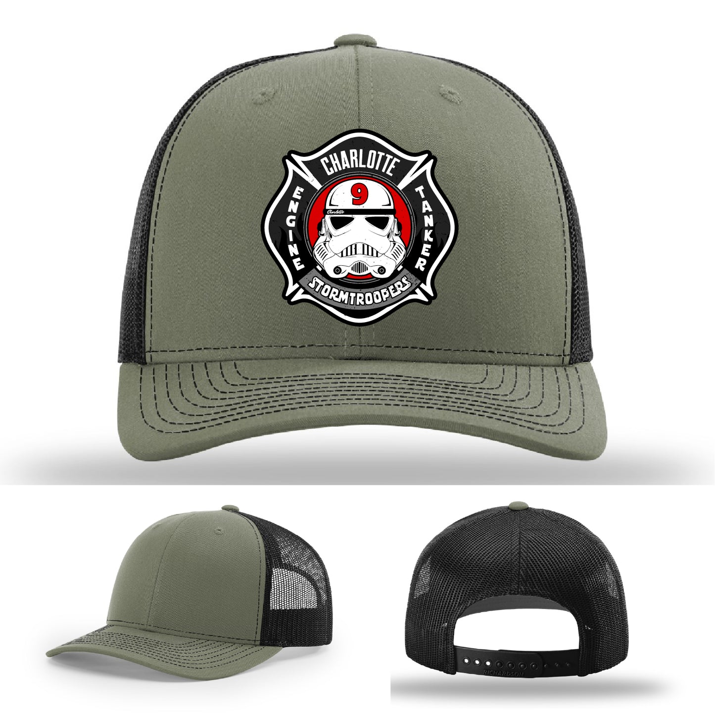 Firehouse Charlotte Station 9 hat leather patch firefighter gear