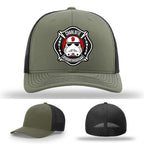 Charlotte firefighter leather patch hat Station 9 identity