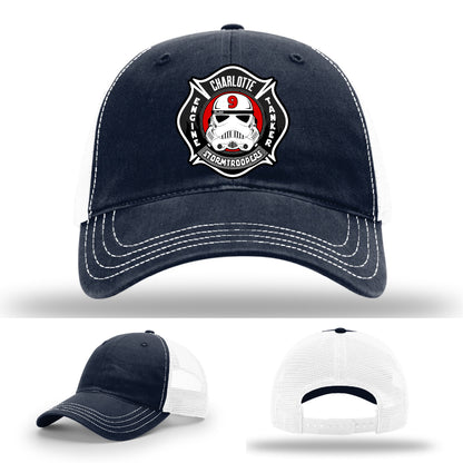 Charlotte Station 9 hat with firefighter leather patch