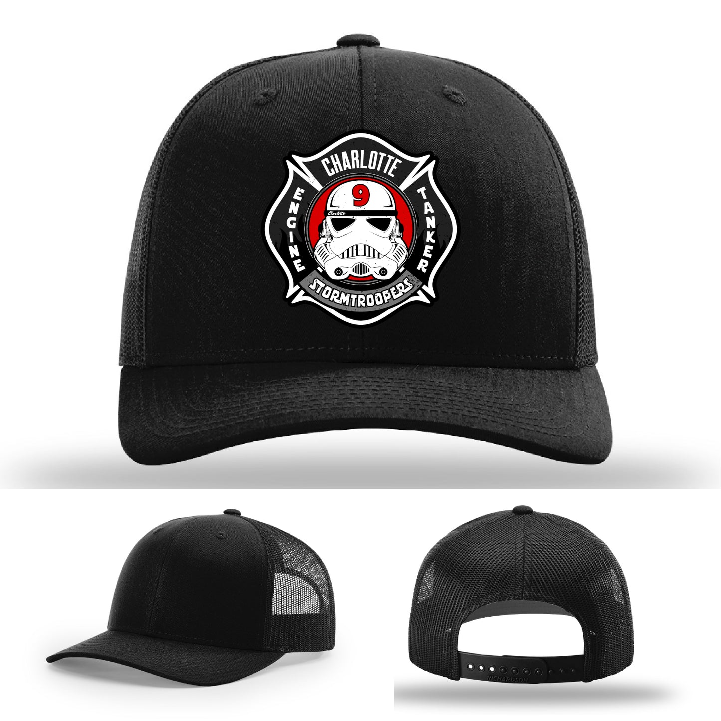 CFD Station 9 firefighter hat durable leather patch design
