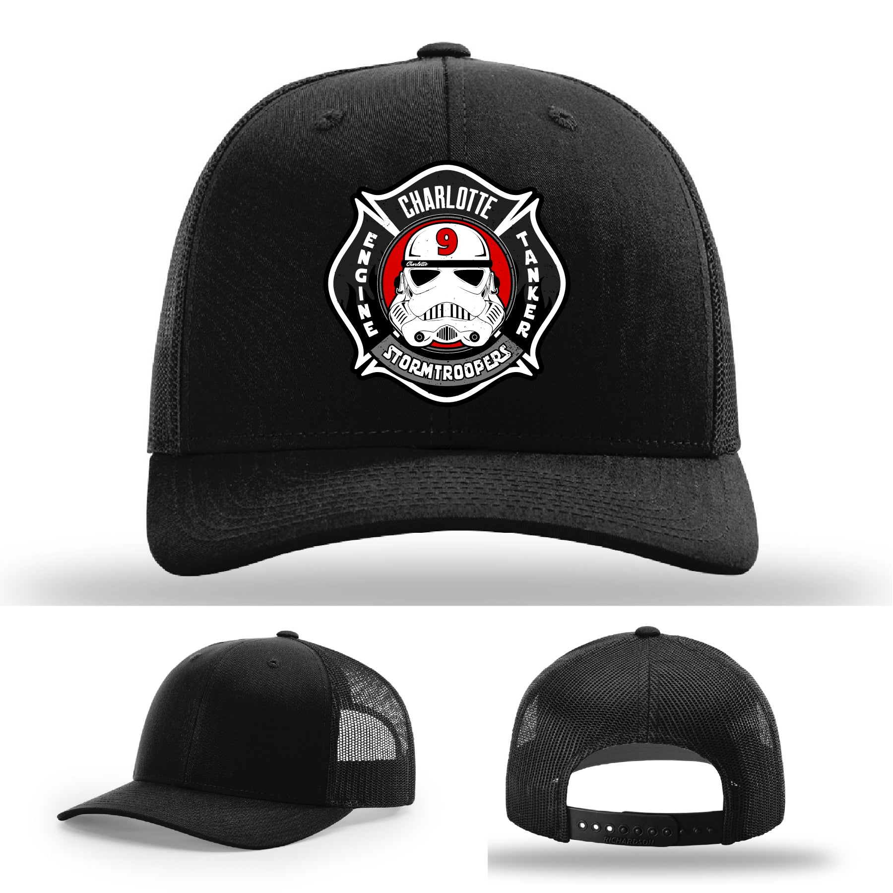 CFD Station 9 firefighter hat durable leather patch design